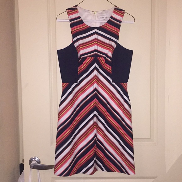 Trina Turk striped navy pink sheath tank dress - Picture 7 of 8